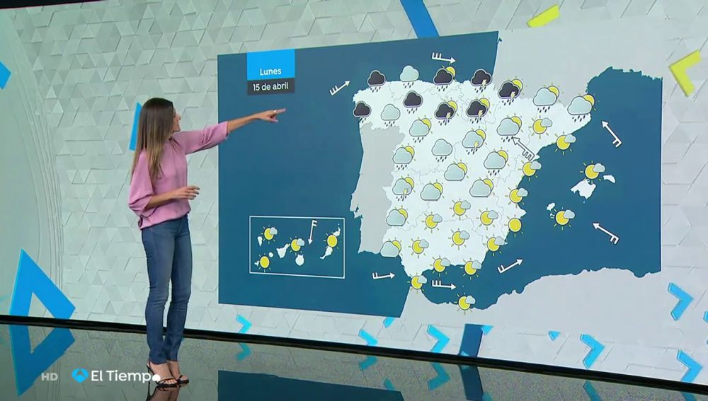 La semana empieza lluviosa en Galicia, Cantábrico y la mitad norte del país