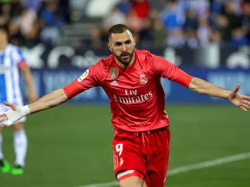 Benzema celebra su gol en Butarque Benzema celebra su gol en Butarque