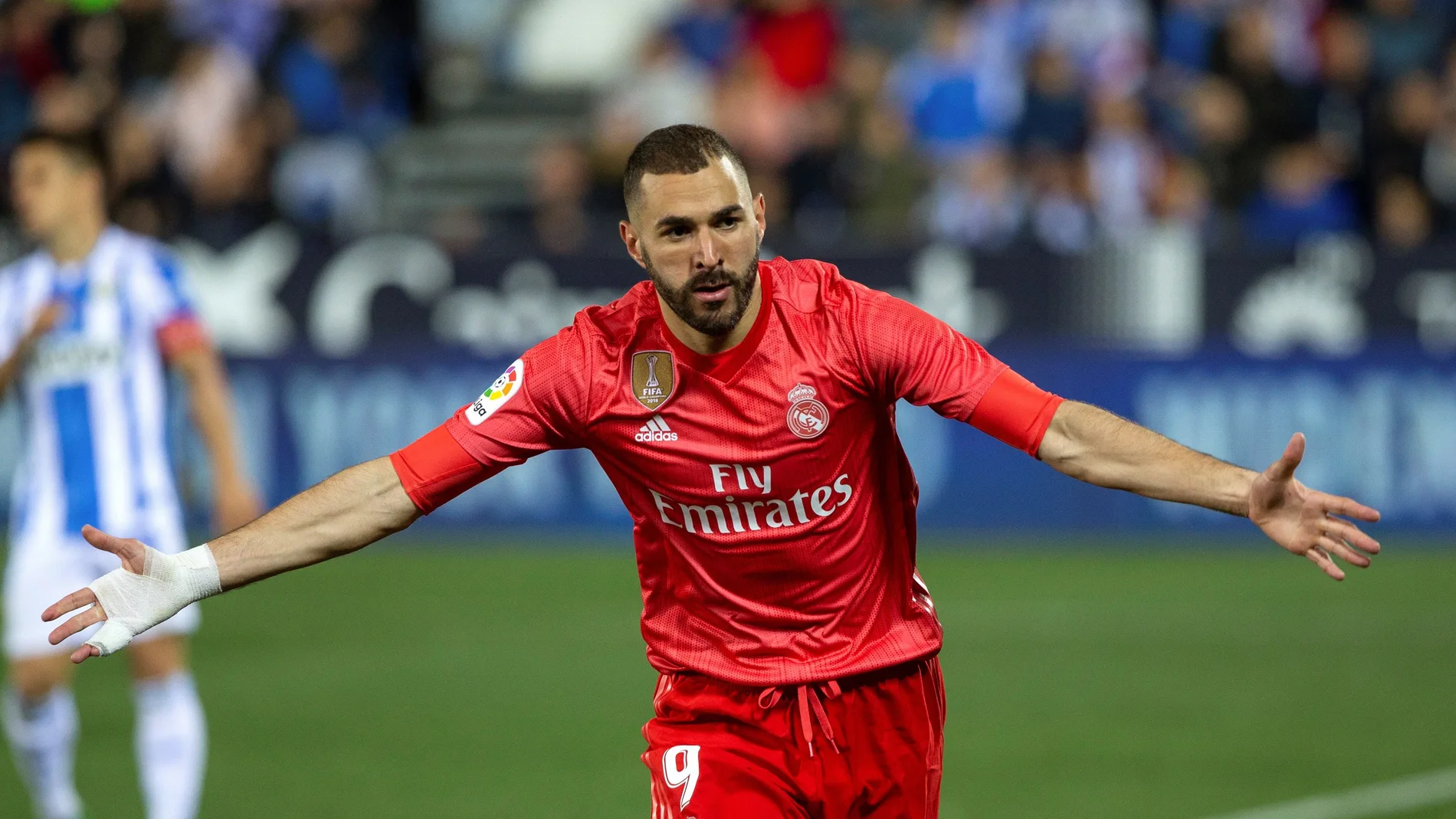 Benzema celebra su gol en Butarque Benzema celebra su gol en Butarque