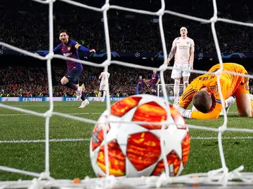Messi festeja su segundo gol a De Gea en el Camp Nou Messi festeja su segundo gol a De Gea en el Camp Nou