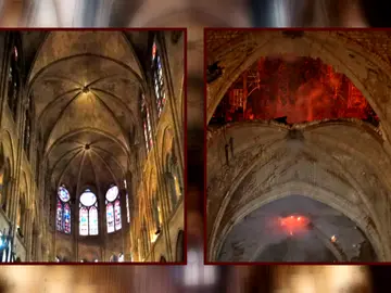 Antes y después de la catedral de Notre Dame Antes y después de la catedral de Notre Dame