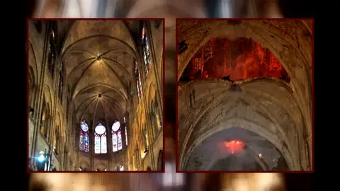 Antes y después de la catedral de Notre Dame Antes y después de la catedral de Notre Dame
