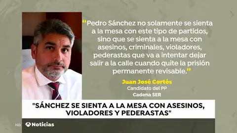 Juan José Cortés: "Sánchez se sienta con asesinos, criminales, violadores y pederastas" Juan José Cortés: "Sánchez se sienta con asesinos, criminales, violadores y pederastas"