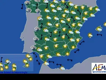Mapa del tiempo significativo para este miércoles elaborado por la AEMET Mapa del tiempo significativo para este miércoles elaborado por la AEMET
