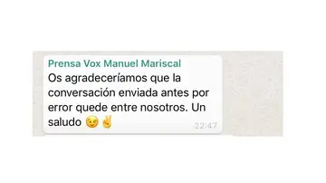 Mensaje de Whatsapp de Vox Mensaje de Whatsapp de Vox
