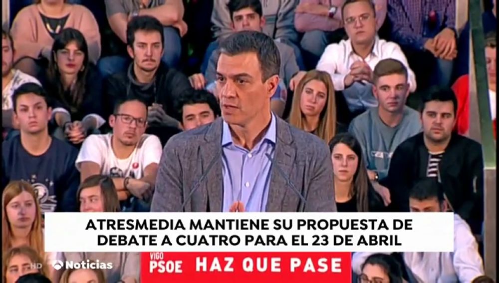 Sánchez reitera que su "disponibilidad" de debatir solo el martes 23 de abril 