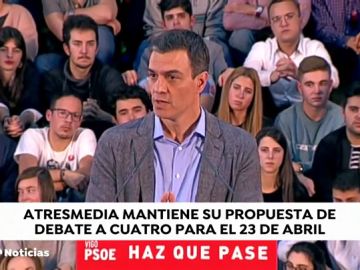 Sánchez reitera que su "disponibilidad" de debatir solo el martes 23 de abril 