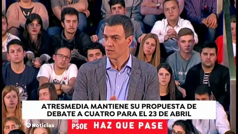 Sánchez reitera que su "disponibilidad" de debatir solo el martes 23 de abril Sánchez reitera que su "disponibilidad" de debatir solo el martes 23 de abril