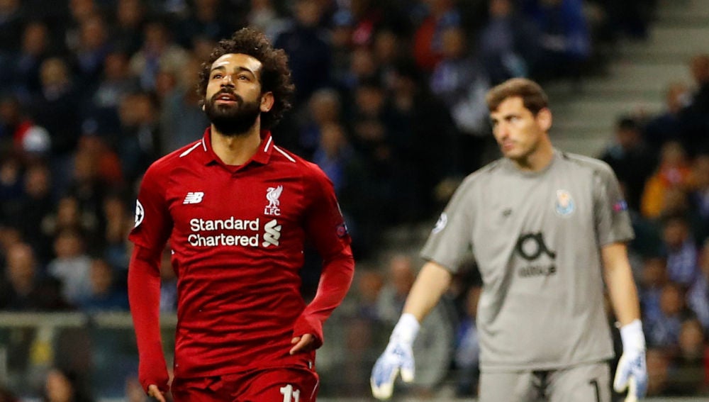 Mohamed Salah celebra un gol ante Casillas