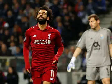 Mohamed Salah celebra un gol ante Casillas Mohamed Salah celebra un gol ante Casillas