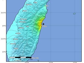 Mapa de la intensidad cedido por el Servicio Geológico de los Estados Unidos 