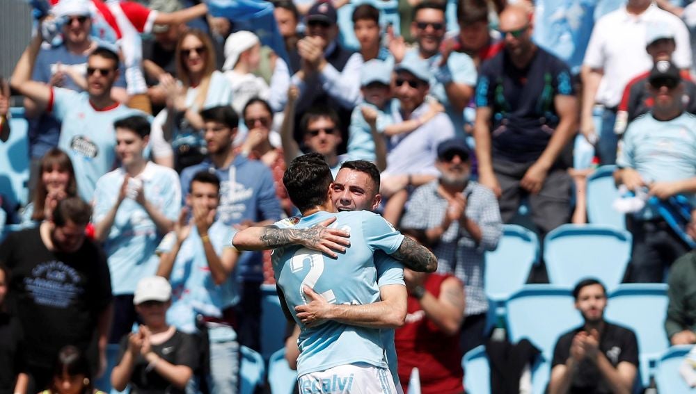 Iago Aspas celebra su gol ante el Girona