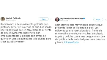 Los tuits de Padrino y Díaz-Canel