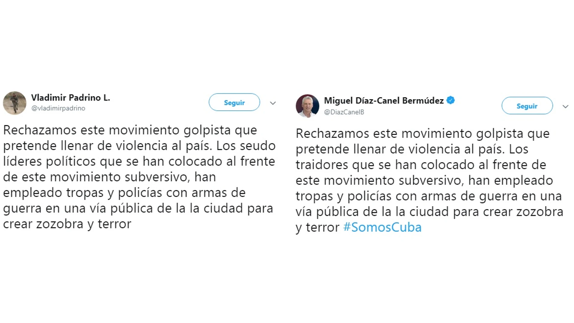 Los tuits de Padrino y Díaz-Canel Los tuits de Padrino y Díaz-Canel
