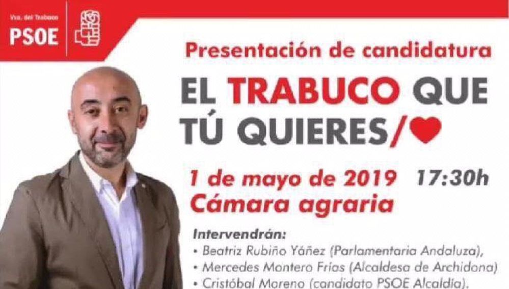 Cartel electoral del PSOE en Villanueva del Trabuco