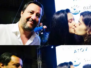 La fotografía de las jóvenes besándose junto a Salvini La fotografía de las jóvenes besándose junto a Salvini