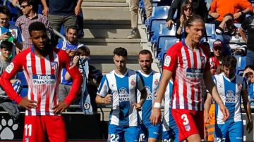 El Espanyol celebra uno de sus goles ante el Atlético de Madrid