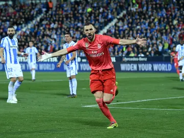 Karim Benzema celebra uno de sus goles con el Real Madrid Karim Benzema celebra uno de sus goles con el Real Madrid