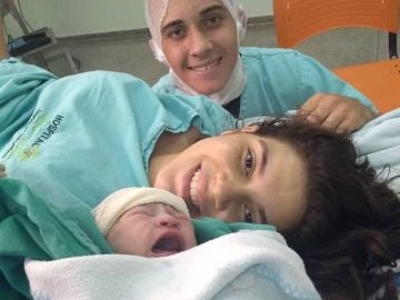 La familia justo después del parto