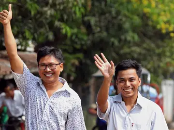 Los reporteros de Reuters Wa Lone y Kyaw Soe Oo Los reporteros de Reuters Wa Lone y Kyaw Soe Oo
