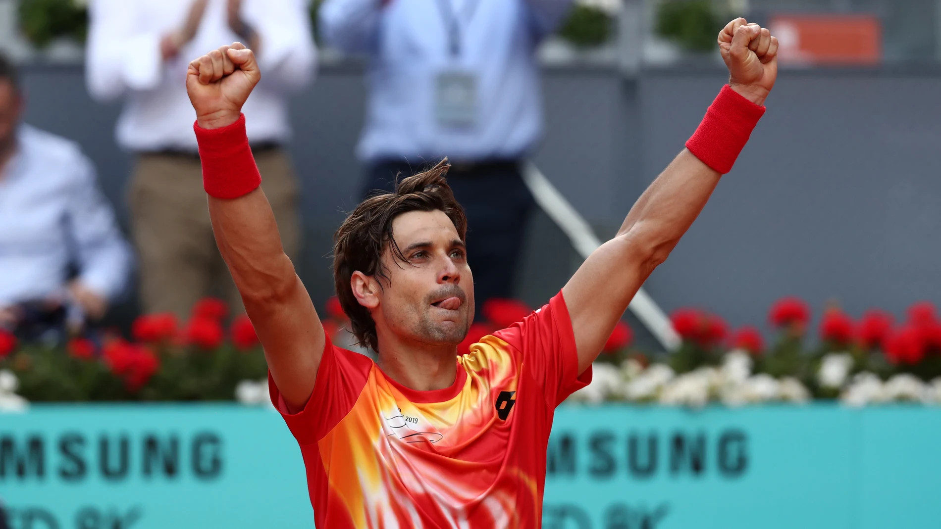 David Ferrer celebra su victoria contra Bautista David Ferrer celebra su victoria contra Bautista