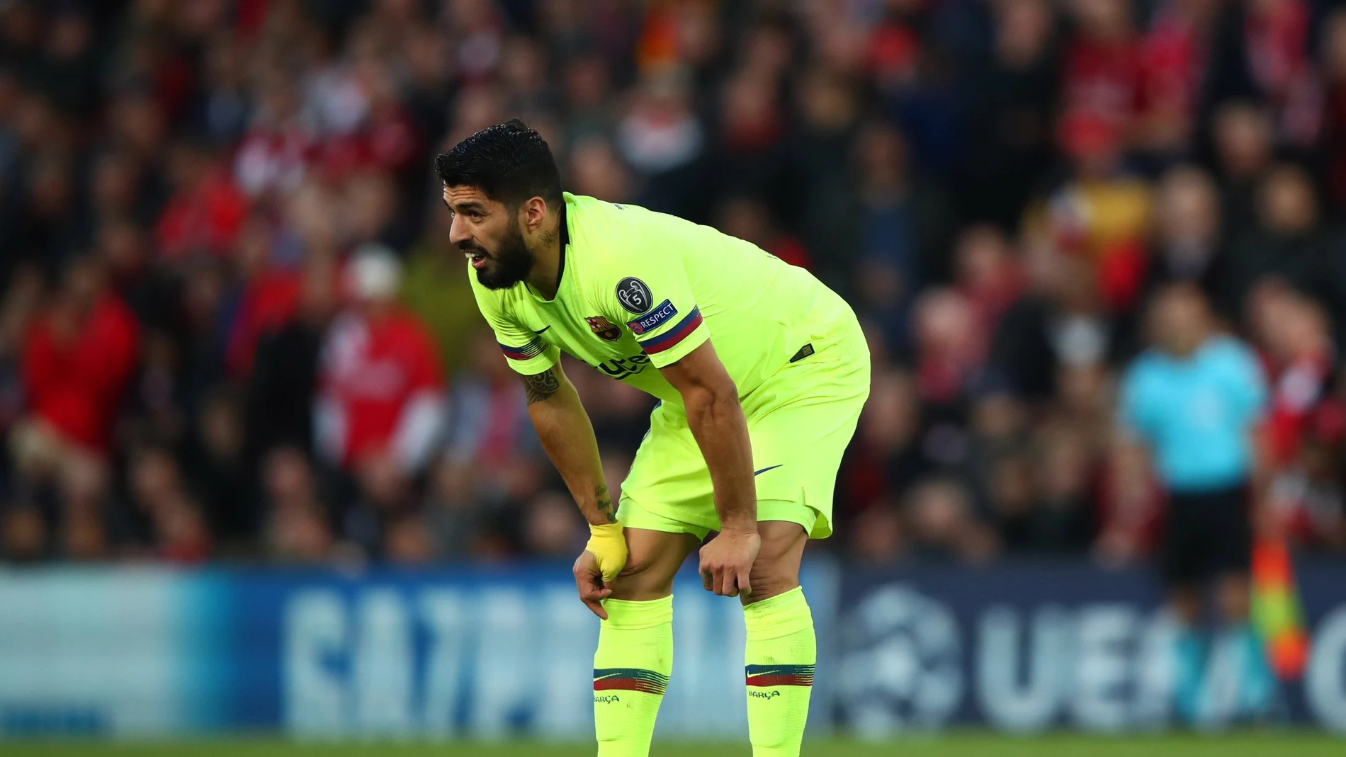 Luis Suárez, en el partido ante el Liverpool en Anfield Luis Suárez, en el partido ante el Liverpool en Anfield