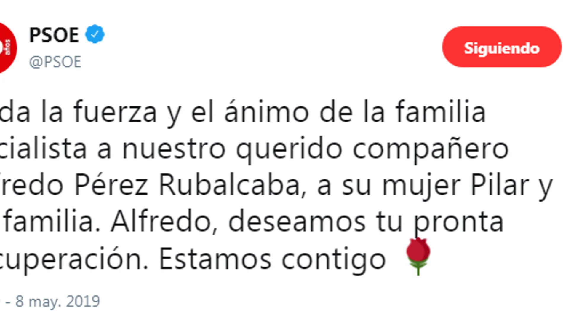 Los emotivos mensajes de cariño a Rubalcaba Los emotivos mensajes de cariño a Rubalcaba
