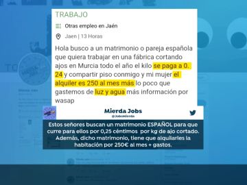 'Mierda Jobs', la cuenta de Twitter que engloba los trabajos basura entre los usuarios 'Mierda Jobs', la cuenta de Twitter que engloba los trabajos basura entre los usuarios