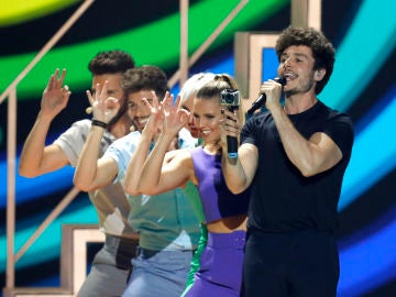 Miki durante su actuación de 'La Venda' en Eurovisión 2019
