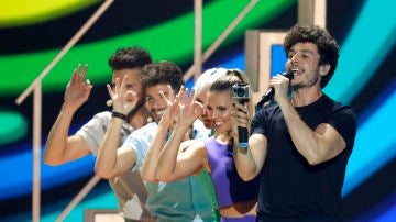 Miki durante su actuación de 'La Venda' en Eurovisión 2019
