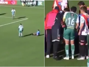Un árbitro boliviano se desploma en pleno partido Un árbitro boliviano se desploma en pleno partido