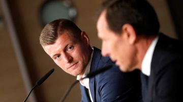 Toni Kroos, en la sala de prensa del Bernabéu