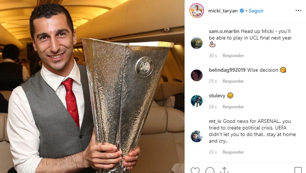 Mkhitaryan anuncia por Instagram que no va a jugar la final de la Europa League