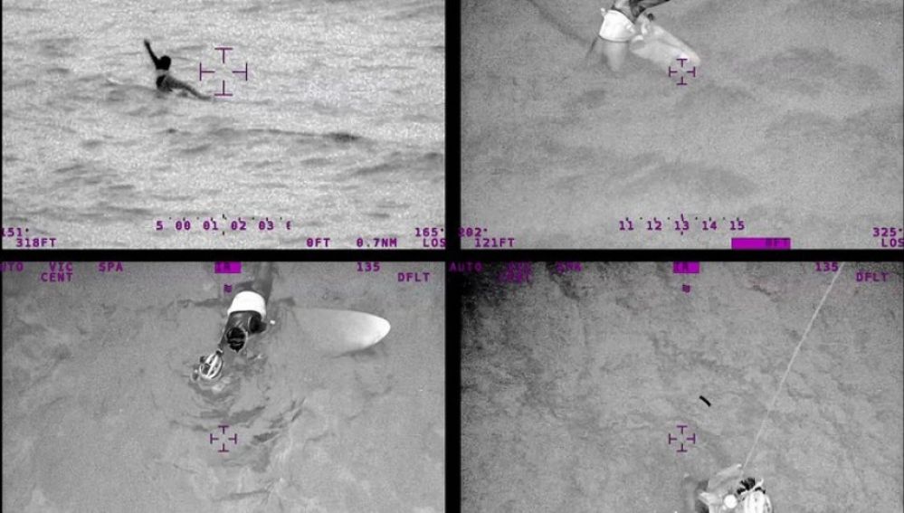 El rescate de una surfista por parte de la Armada de Chile
