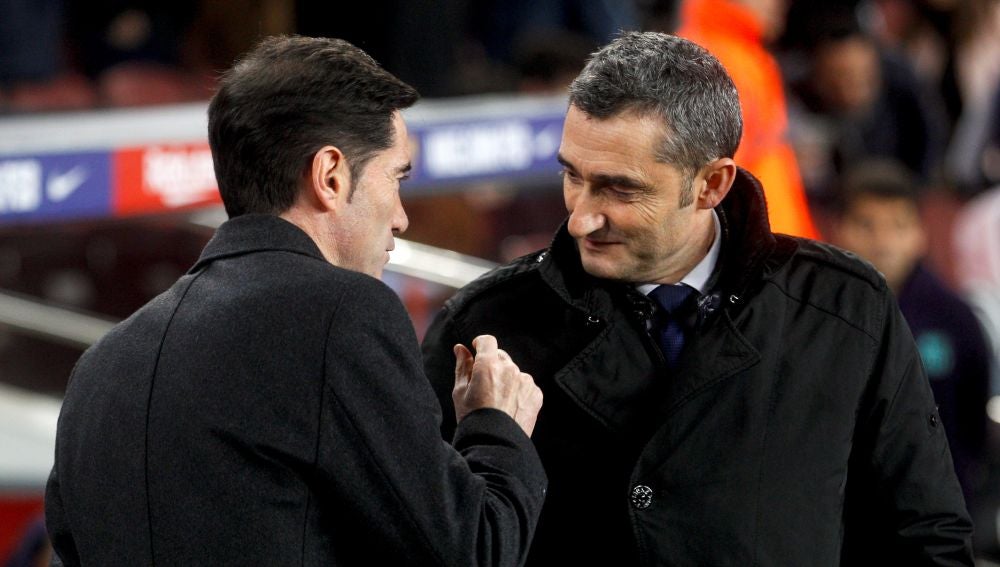 Marcelino y Valverde se saludan