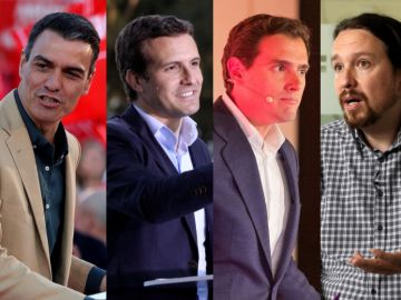 Sánchez, Casado Rivera, Iglesias y Abascal