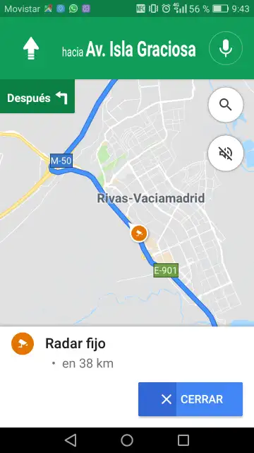 Radar fijo en la aplicación Google Maps Radar fijo en la aplicación Google Maps