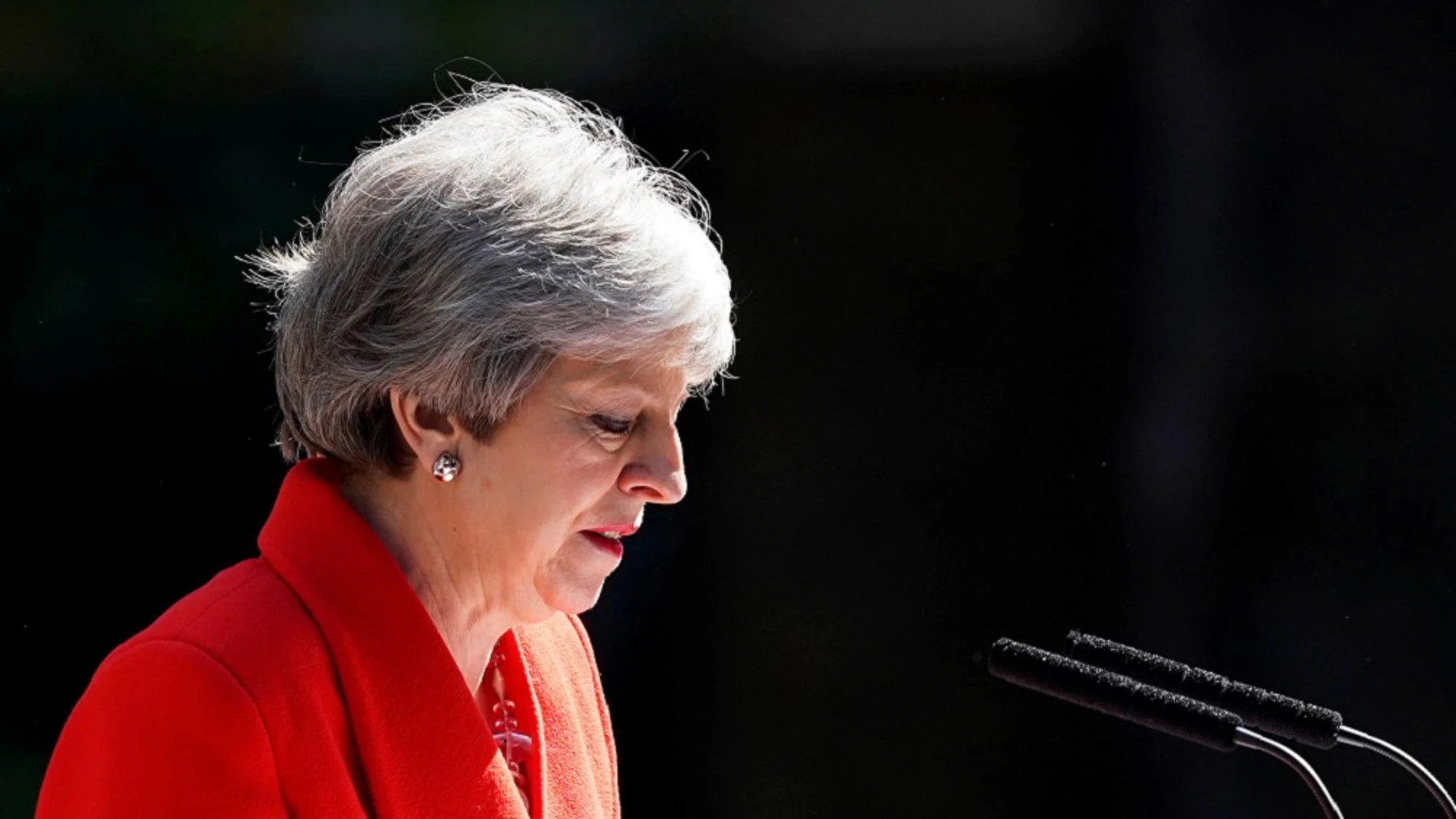Theresa May en su declaración de anunciar que dimitirá el próximo 7 de junio Theresa May en su declaración de anunciar que dimitirá el próximo 7 de junio