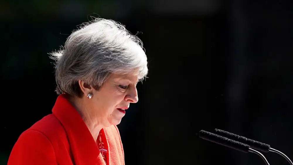 Theresa May en su declaración de anunciar que dimitirá el próximo 7 de junio Theresa May en su declaración de anunciar que dimitirá el próximo 7 de junio.