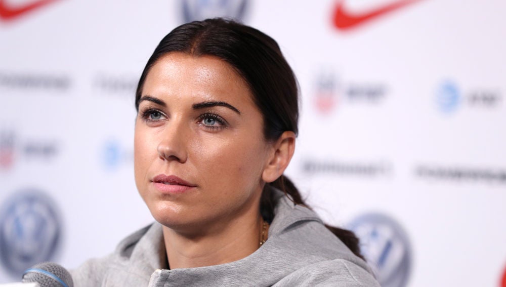 Alex Morgan, en una rueda de prensa
