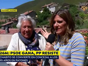 Charito, concejala de Patones a los 95 años: "Llamaré a las puertas que haga falta para hacer el párking" Charito, concejala de Patones a los 95 años: "Llamaré a las puertas que haga falta para hacer el párking"