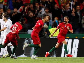 Cristiano Ronaldo celebra uno de sus tres goles contra Suiza Cristiano Ronaldo celebra uno de sus tres goles contra Suiza