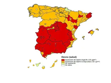 Mapa de la superación de los límites de ozono por comunidades Mapa de la superación de los límites de ozono por comunidades