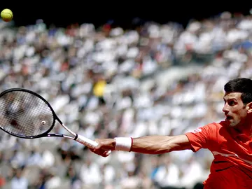 Djokovic en el partido contra Zverev Djokovic en el partido contra Zverev