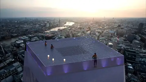 Así será la primera piscina 'infinita', con el fondo transparente y vistas 360º en una azotea Así será la primera piscina 'infinita', con el fondo transparente y vistas 360º en una azotea