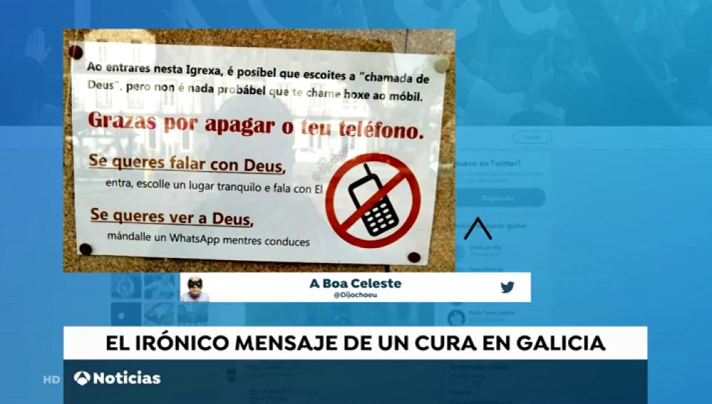 Polémico cartel de un párroco en la puerta de la Iglesia de Pontevedra: "Si quieres ver a Dios mándale un Whatsapp mientras conduces"