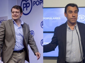El presidente del PP en Castilla y León, Alfonso Fernández Mañueco, y el excoordinador general del partido, Fernando Martínez Maíllo