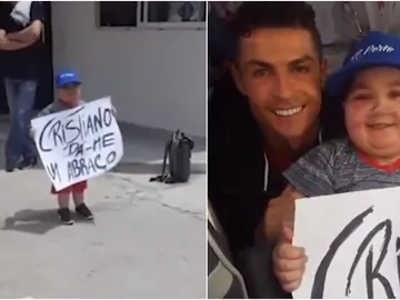 Cristiano Ronaldo, con un niño que esperaba a Portugal Cristiano Ronaldo, con un niño que esperaba a Portugal