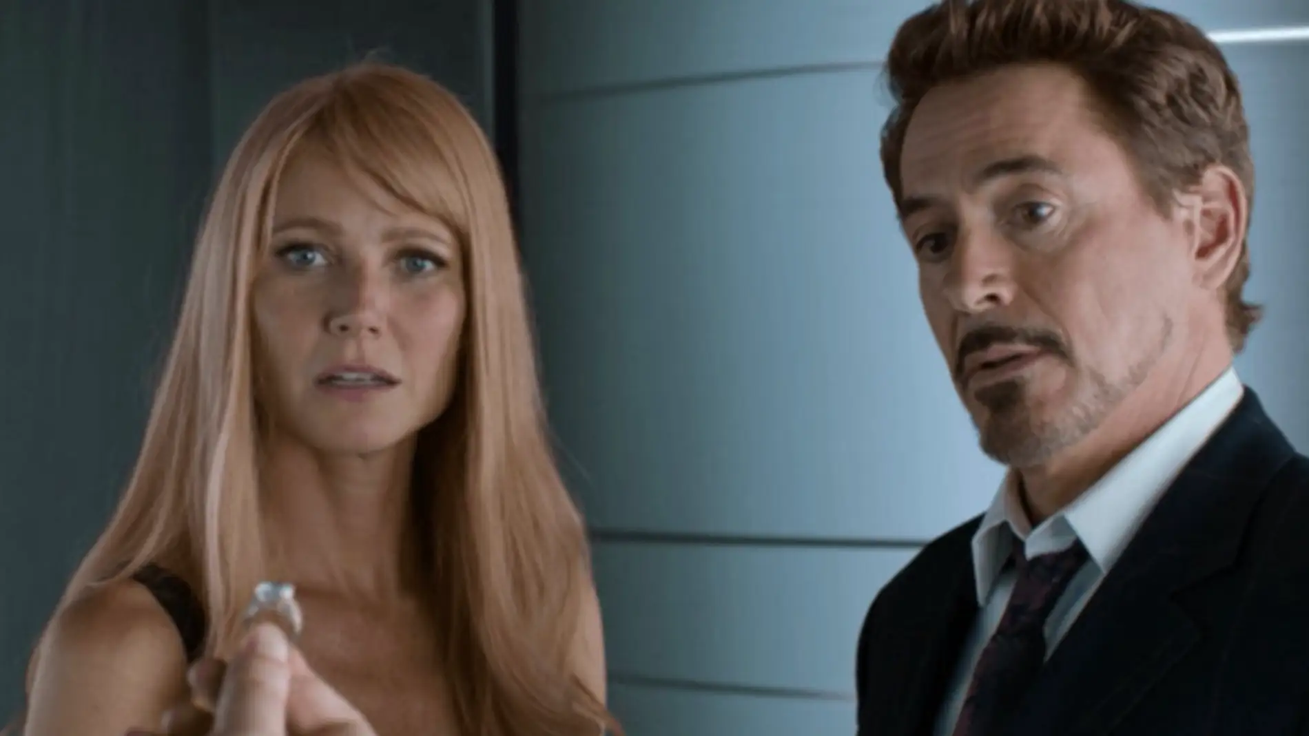 Gwyneth Paltrow y Robert Downey Jr. en 'Iron Man'