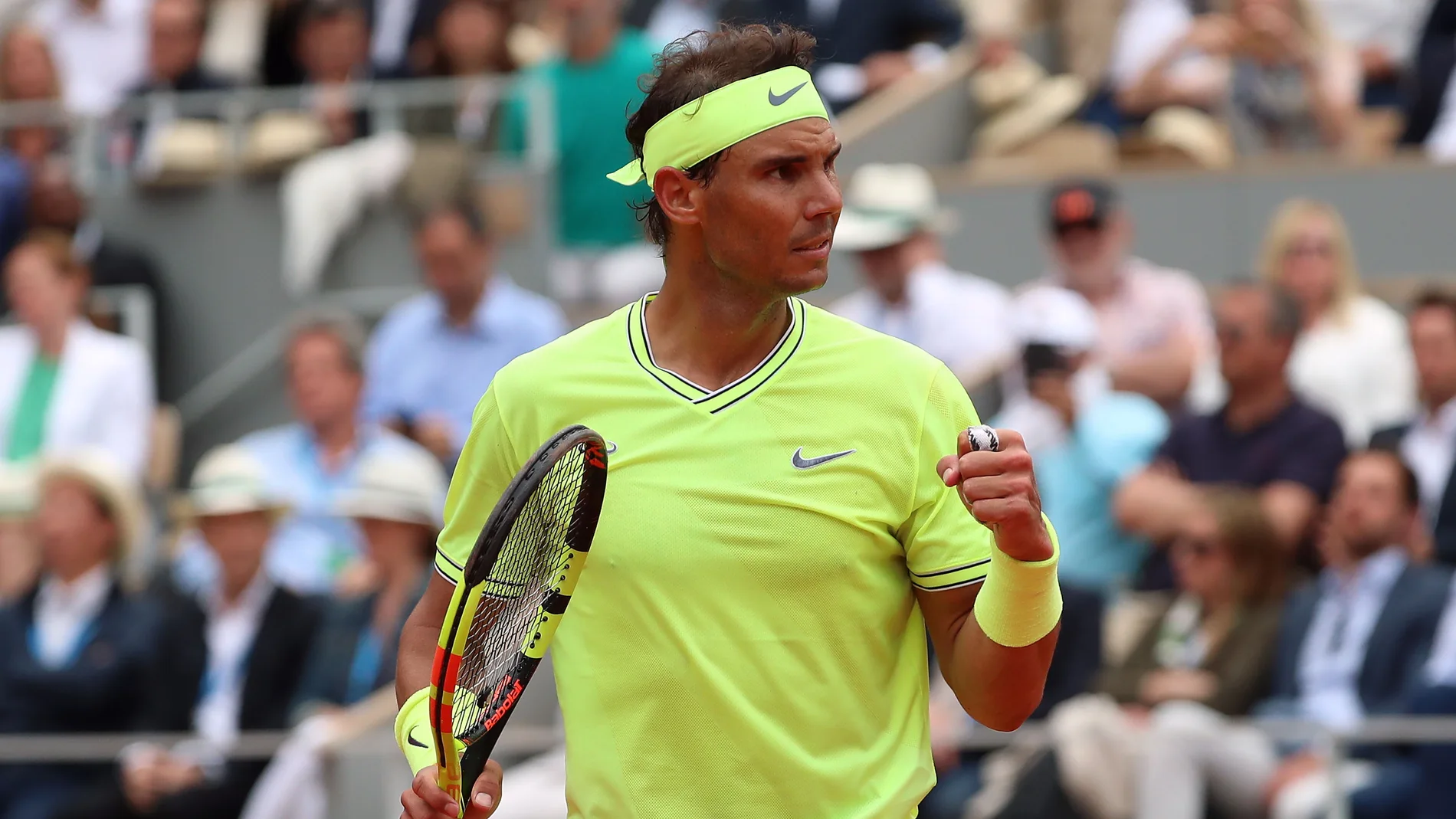 Nadal celebra un punto ante Thiem en la final de Roland Garros Nadal celebra un punto ante Thiem en la final de Roland Garros
